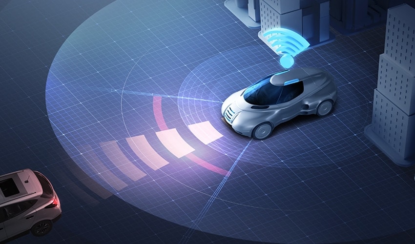 An image of a car with sensor signs 